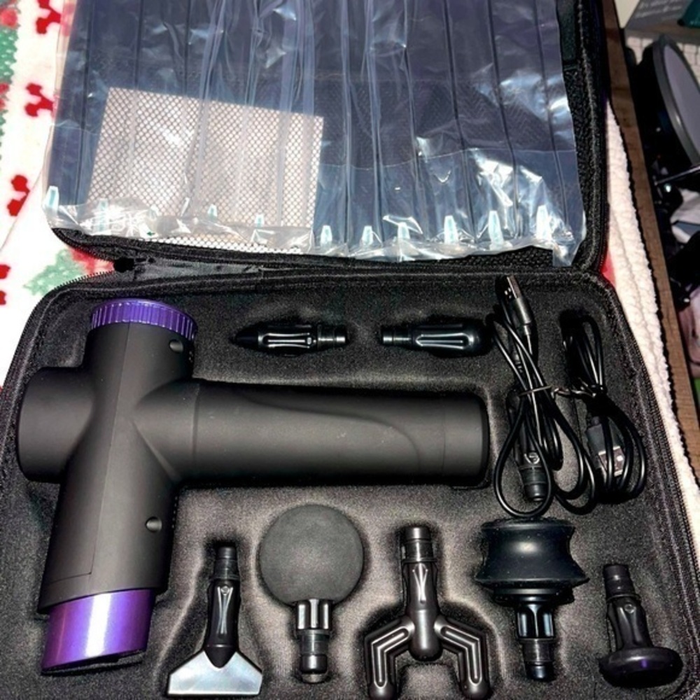 NEW Portable Muscle Massage Gun, 5 Speeds, 6 Head Functions, Deep Tissue